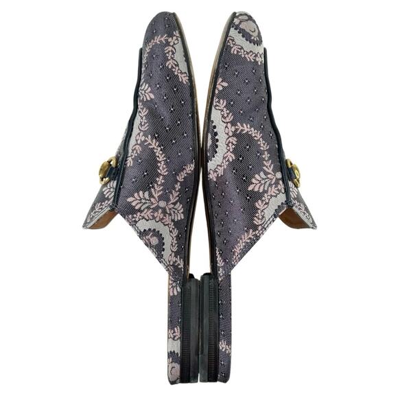 GUCCI Princetown Horsebit Floral Jacquard Canvas Mules - Picture 6 of 11